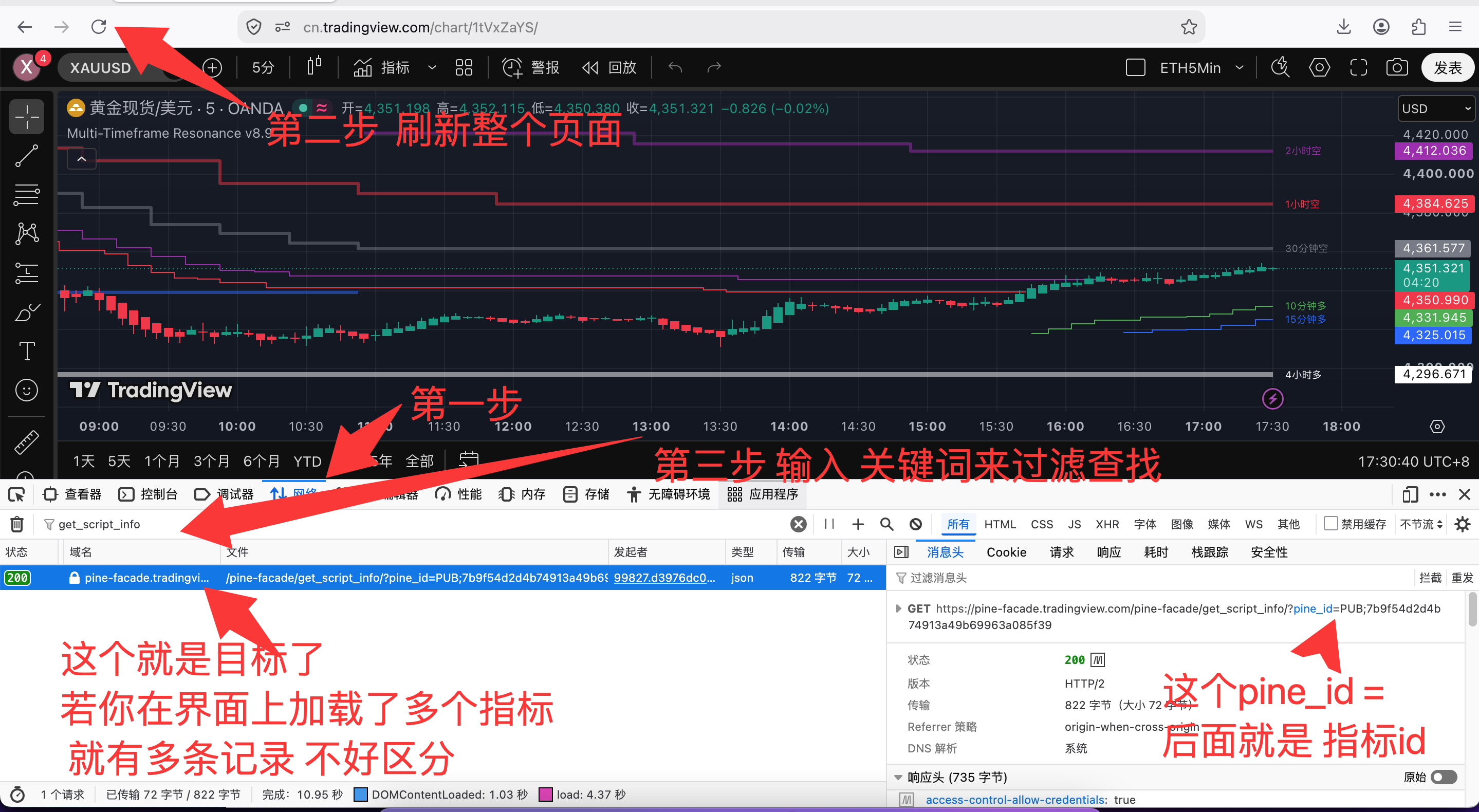 通过网络面板搜索 get_script_info 获取 Script ID